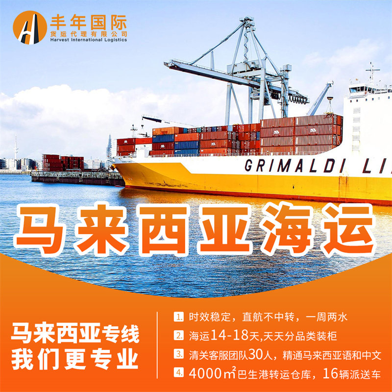 中国到马来西亚海运双清包税到门专线货运代理服务